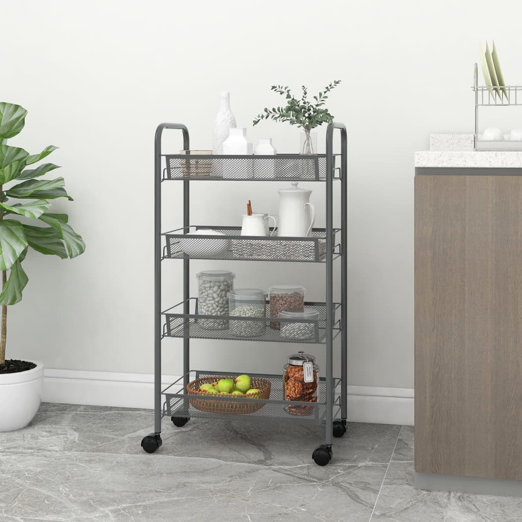 4-Tier Kitchen Trolley Grey 46x26x85 cm Iron 336327