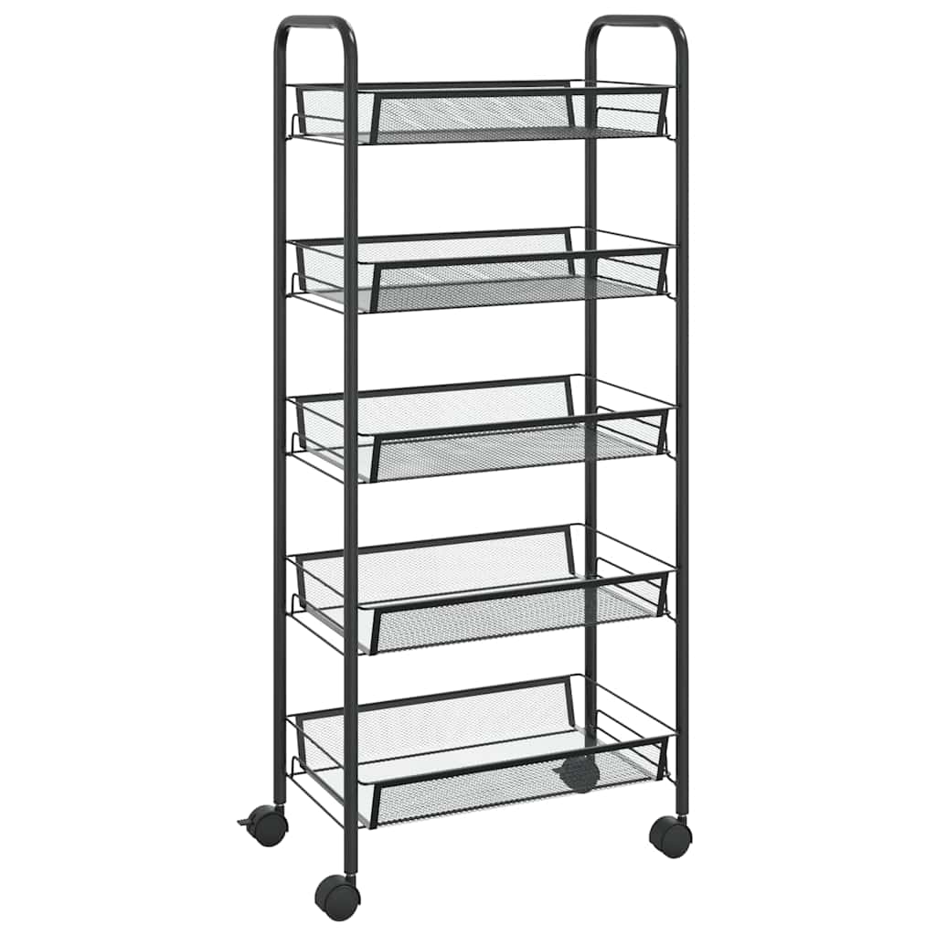 vidaXL Kuchyňský vozík s 5 patry černý 46 x 26 x 105 cm železo