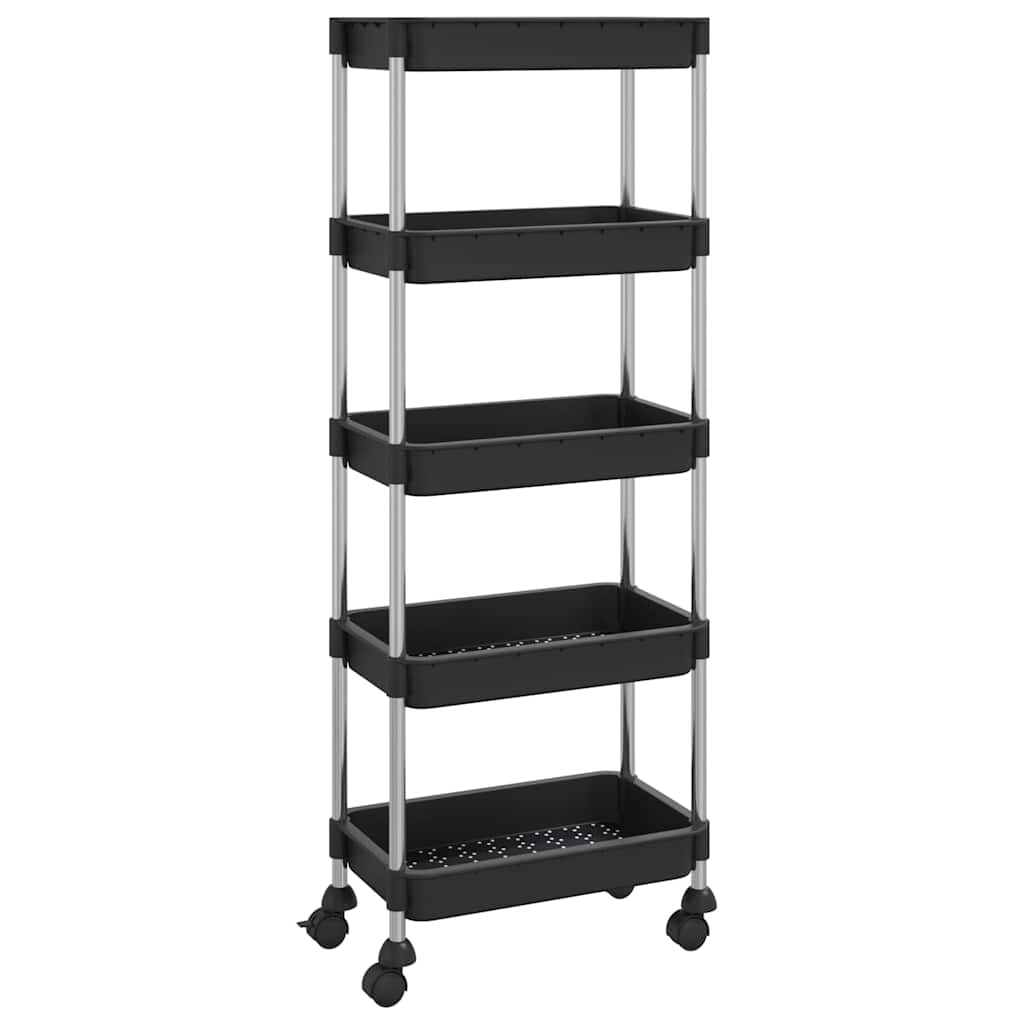 vidaXL Kuchyňský vozík s 5 patry černý 42x29x128 cm železo a ABS