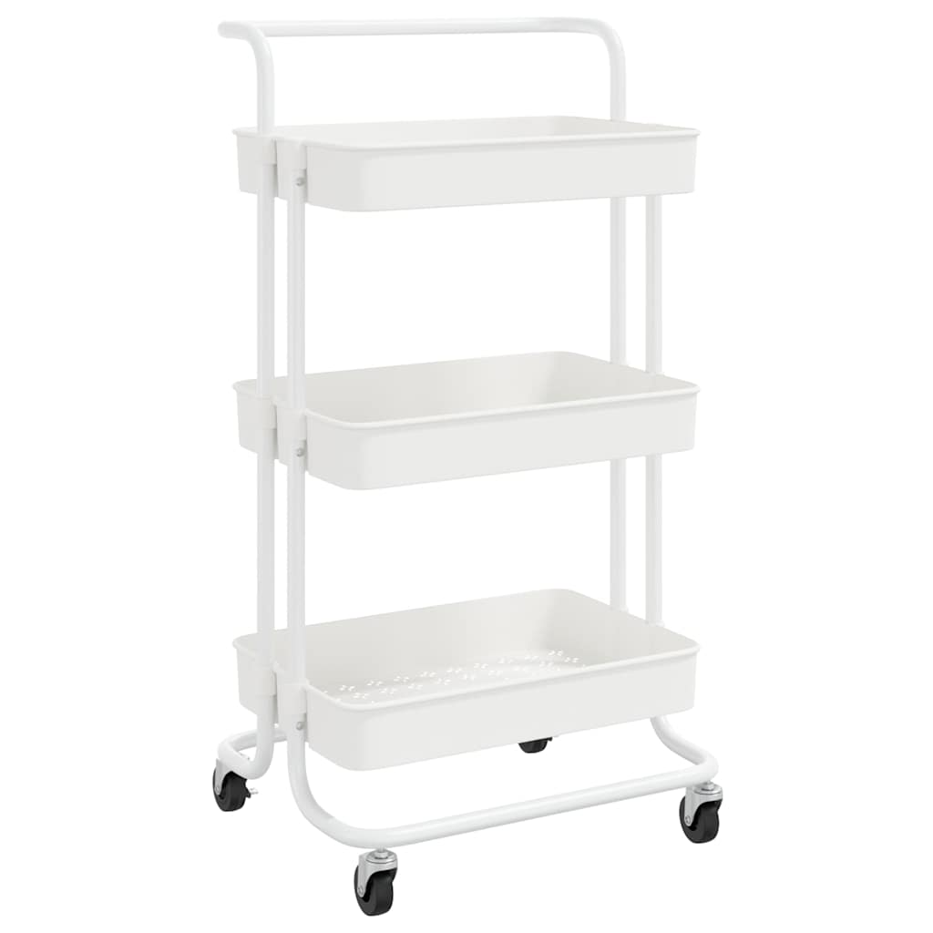 vidaXL Kuchyňský vozík se 3 patry bílý 42 x 35 x 85 cm železo a ABS