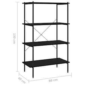 Policový regál se 4 policemi černý 80 x 40 x 130 cm - obrázek 7