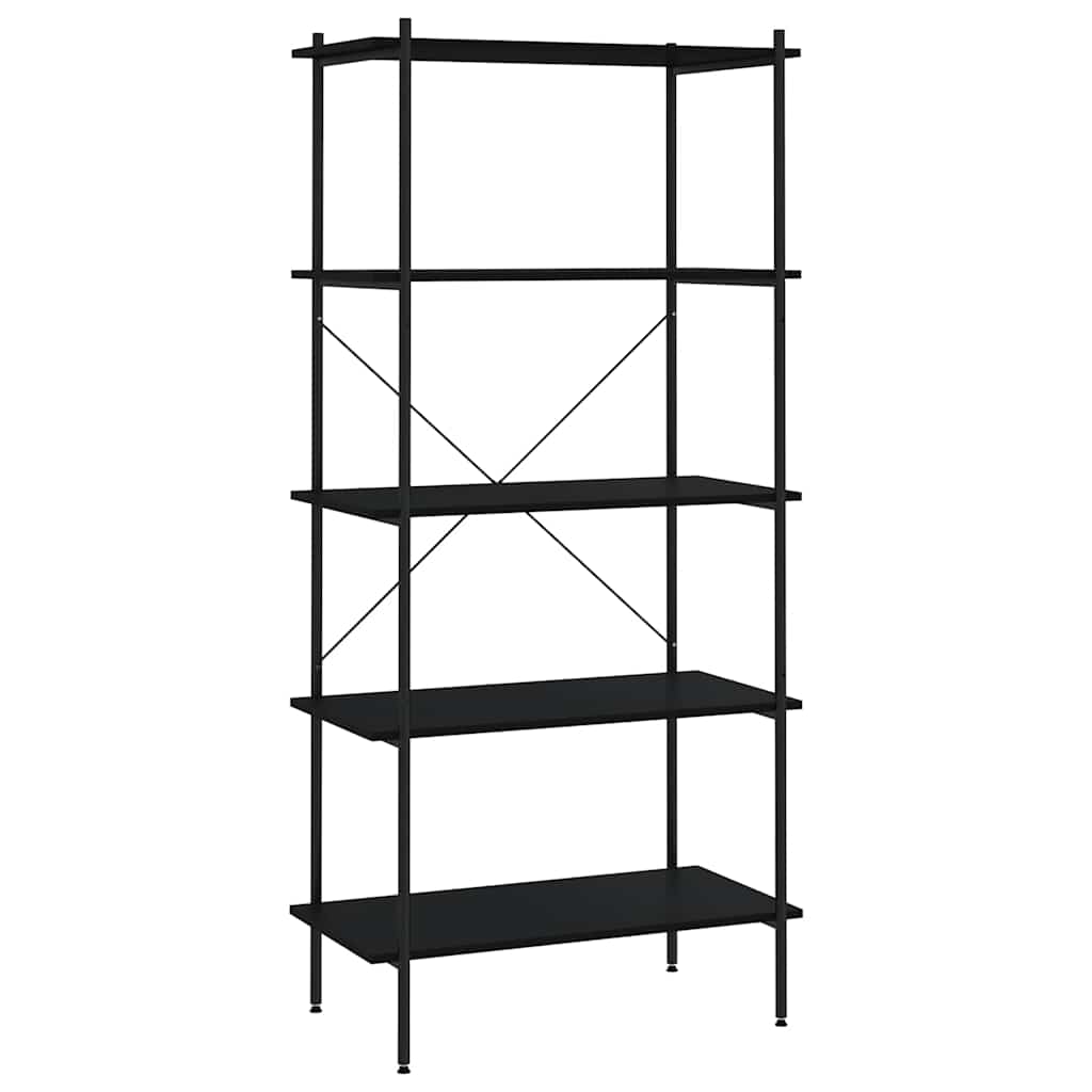 vidaXL Policový regál s 5 policemi černý 80 x 40 x 163 cm
