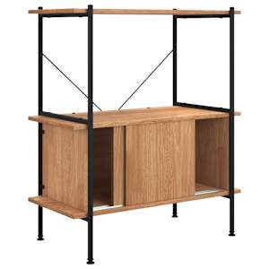 vidaXL Scaffalatura 3 Livelli con Mobiletto 80x40x92cm Acciaio e Legno