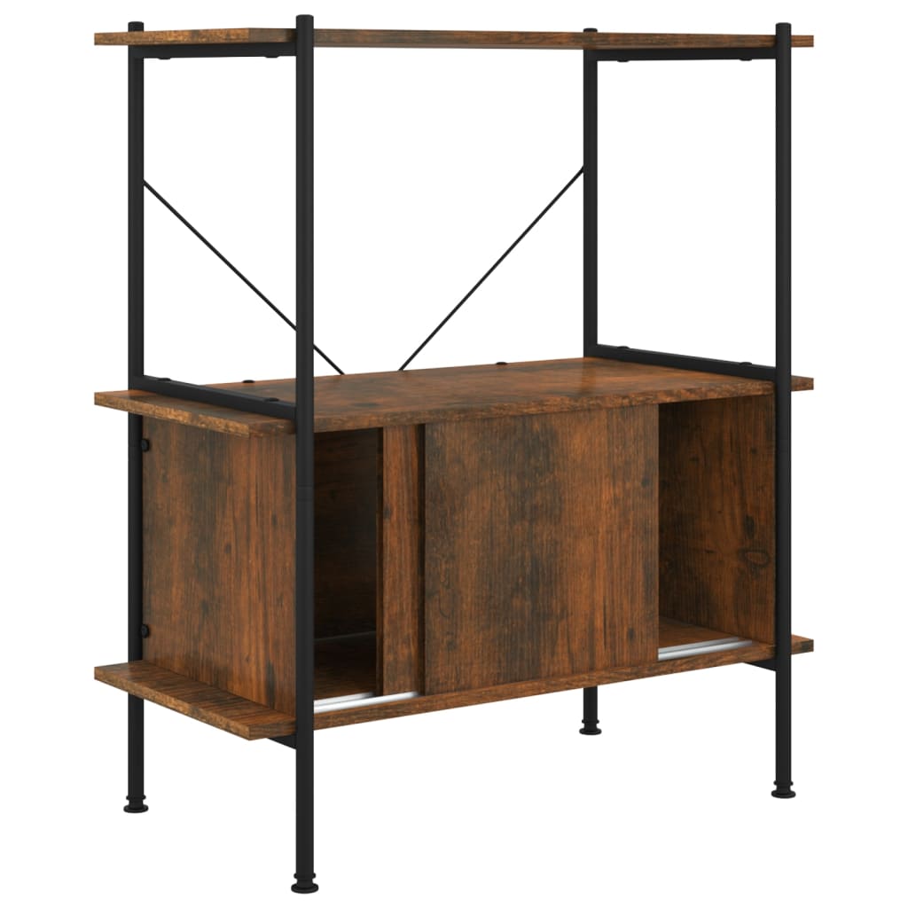 vidaXL Opbergrek 3-laags met kast 80x40x92 cm staal en bewerkt hout afbeelding