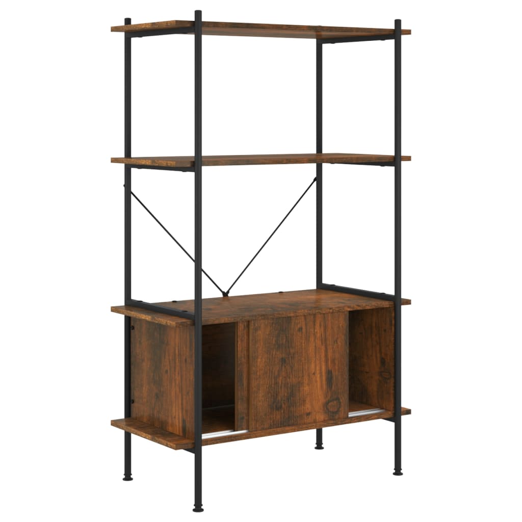 vidaXL Opbergrek 4-laags met kast 80x40x130 cm staal en bewerkt hout