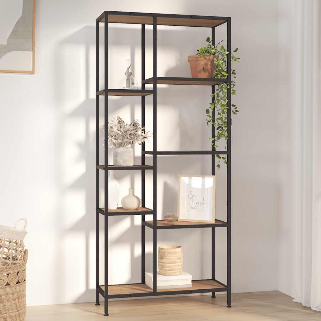 vidaXL Bücherregal 80x30x180 cm Stahl und Holzwerkstoff