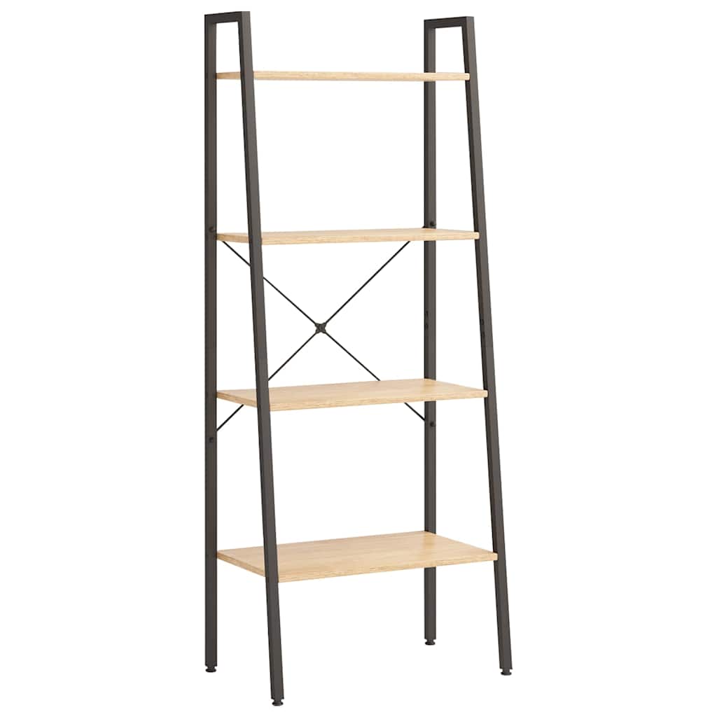 vidaXL 4patrová stojící police světle hnědá a černá 56 x 35 x 140 cm