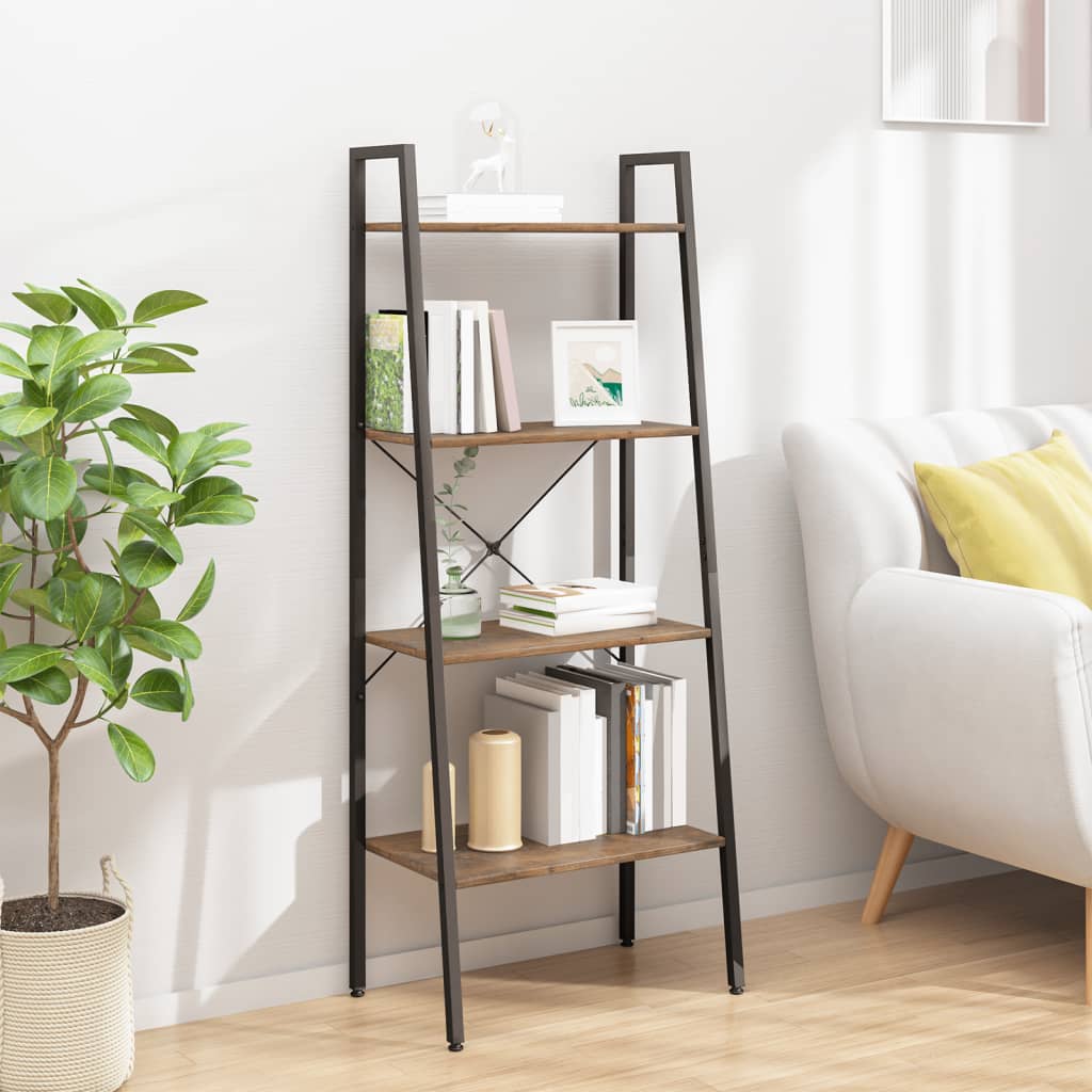 vidaXL Standregal 4 Böden Dunkelbraun und Schwarz 56x35x140 cm