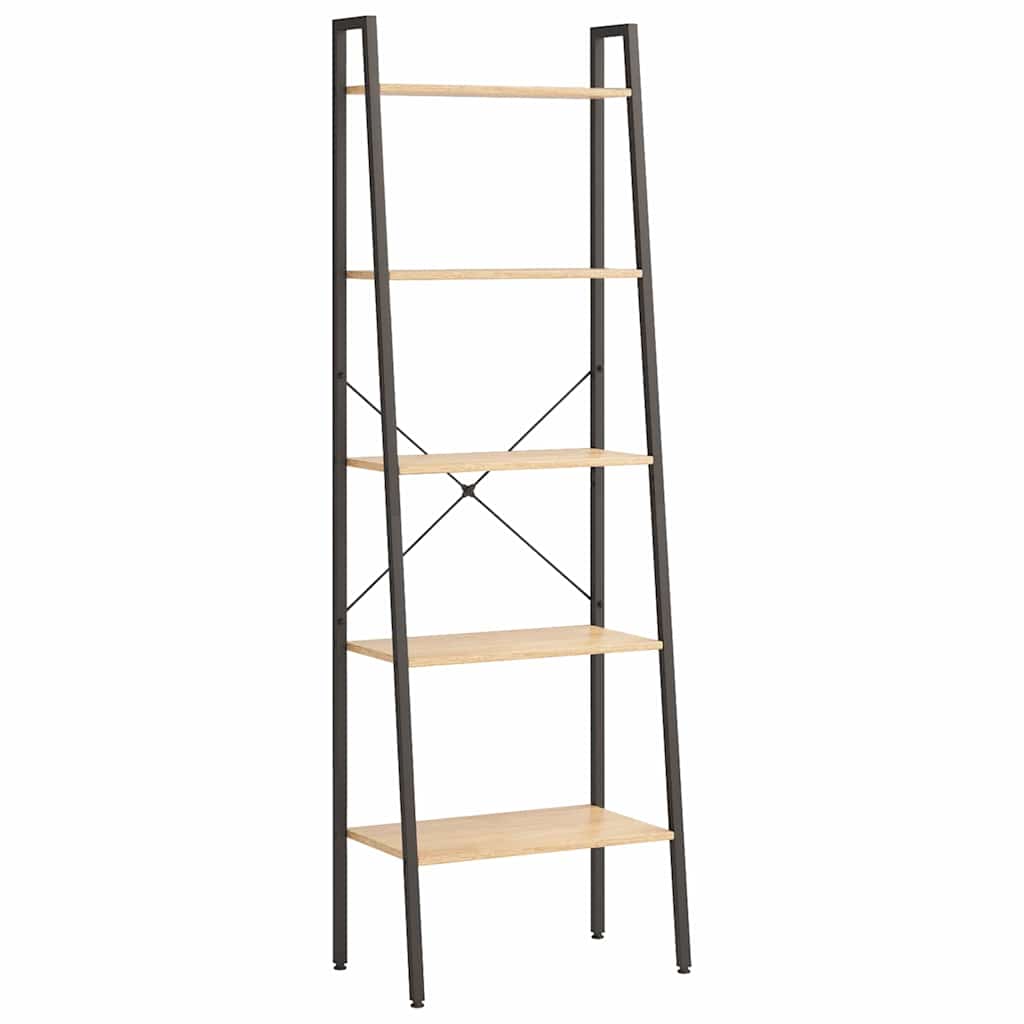 Étagère Debout 5 Niveaux Marron Clair et Noir 56x35x174 cm Bibliothèque