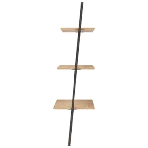 3patrová opěrná police světle hnědá a černá 64 x 34 x 116 cm - obrázek 4