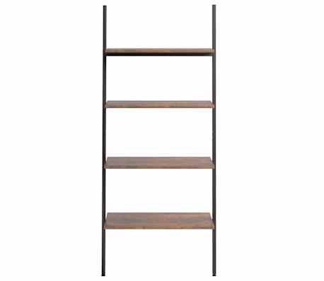 vidaXL Ladderrek met 4 schappen 64x34x150,5 cm donkerbruin en zwart