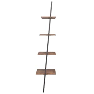 4patrová opěrná police tmavě hnědá a černá 64 x 34 x 150,5 cm - obrázek 4