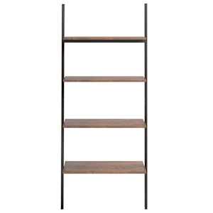 vidaXL Ladderrek met 4 schappen 64x34x150,5 cm donkerbruin en zwart