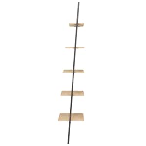 5patrová opěrná police světle hnědá a černá 64 x 34 x 185,5 cm - obrázek 4