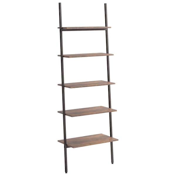 vidaXL 5 riiuliga redelriiul, tumepruun ja must, 64 x 34 x 185,5 cm