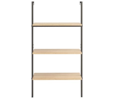vidaXL &Eacute;tag&egrave;re inclin&eacute;e 3 niveaux Marron clair et noir 64x35x120,5 cm