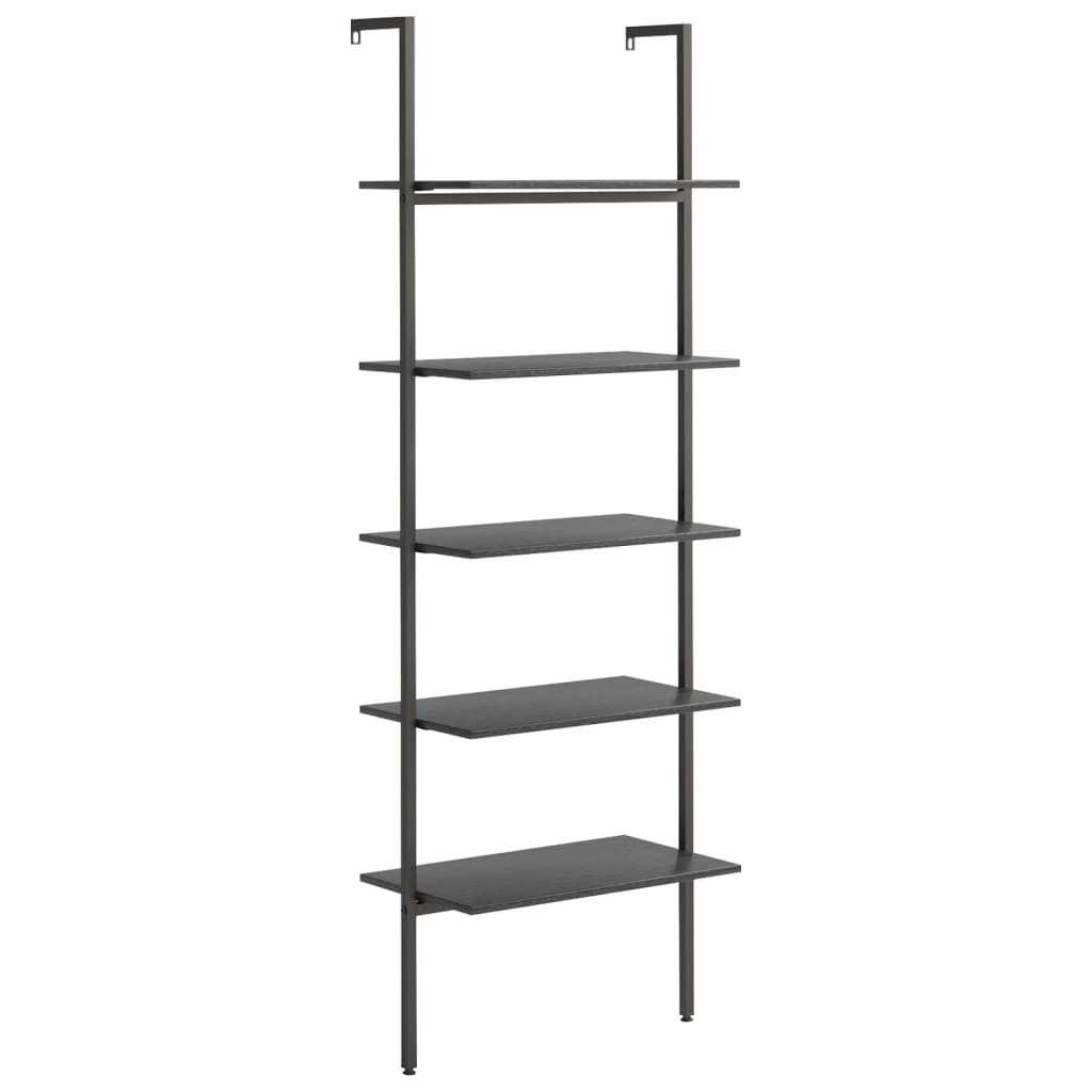 Image of vidaXL 5-Tier Leaning Shelf Black 64x35x185 cm