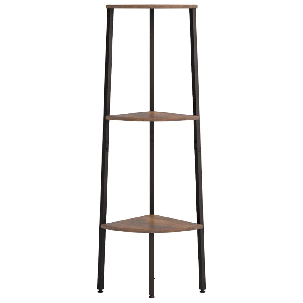 vidaXL Hoekkastje met 3 schappen 45,5x31,5x120 cm donkerbruin en zwart afbeelding