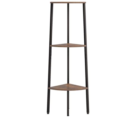vidaXL 3-Tier Corner Shelf Dark Brown and Black 45.5x31.5x120 cm