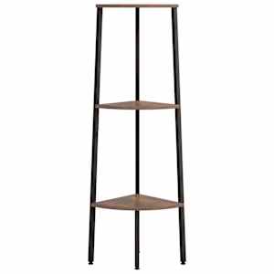 vidaXL 3-Tier Corner Shelf Dark Brown and Black 45.5x31.5x120 cm