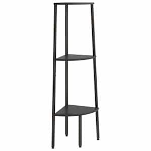 vidaXL 3 riiuliga nurgariiul, must, 45,5 x 31,5 x 120 cm