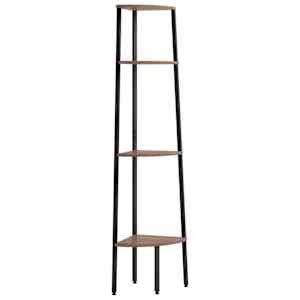 vidaXL 4-korruseline nurgariiul, tumepruun ja must, 45,5 x 31,5 x 150 cm