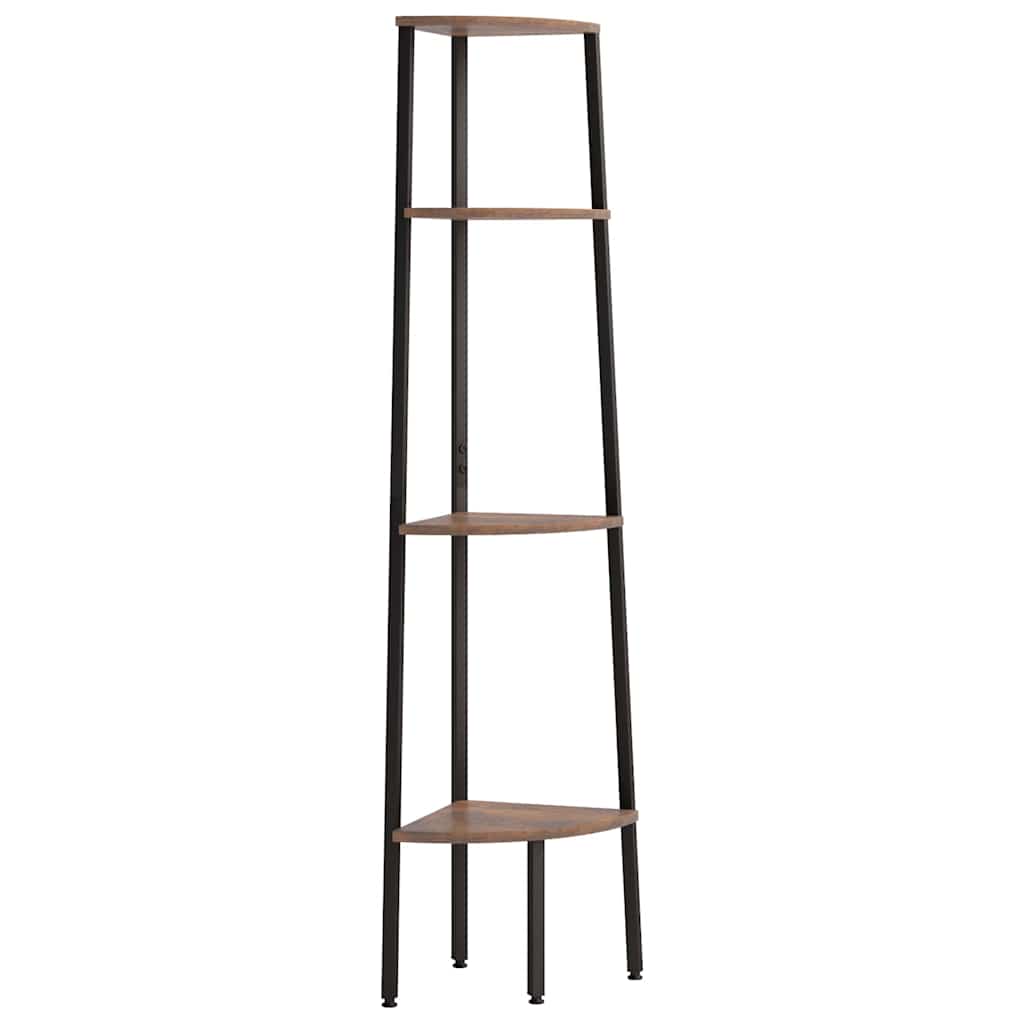 vidaXL 4patrová rohová police tmavě hnědá a černá 45,5 x 31,5 x 150 cm