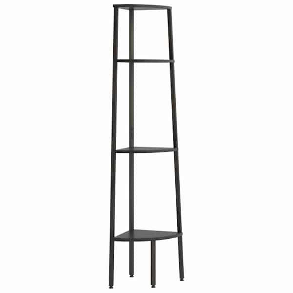 vidaXL 4 riiuliga nurgariiul, must, 45,5 x 31,5 x 150 cm