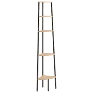 vidaXL 5 riiuliga nurgariiul, helepruun ja must, 45,5 x 31,5 x 180 cm
