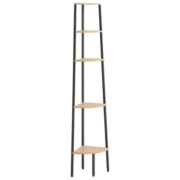 vidaXL 5 riiuliga nurgariiul, helepruun ja must, 45,5 x 31,5 x 180 cm