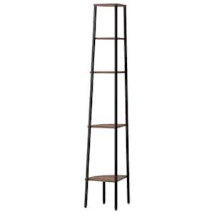 5patrová rohová police tmavě hnědá a černá 45,5 x 31,5 x 180 cm - obrázek 5