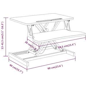 Nastavitelná pracovní stanice 60x40x(13–41,5)cm ocel a kompozit - obrázek 8