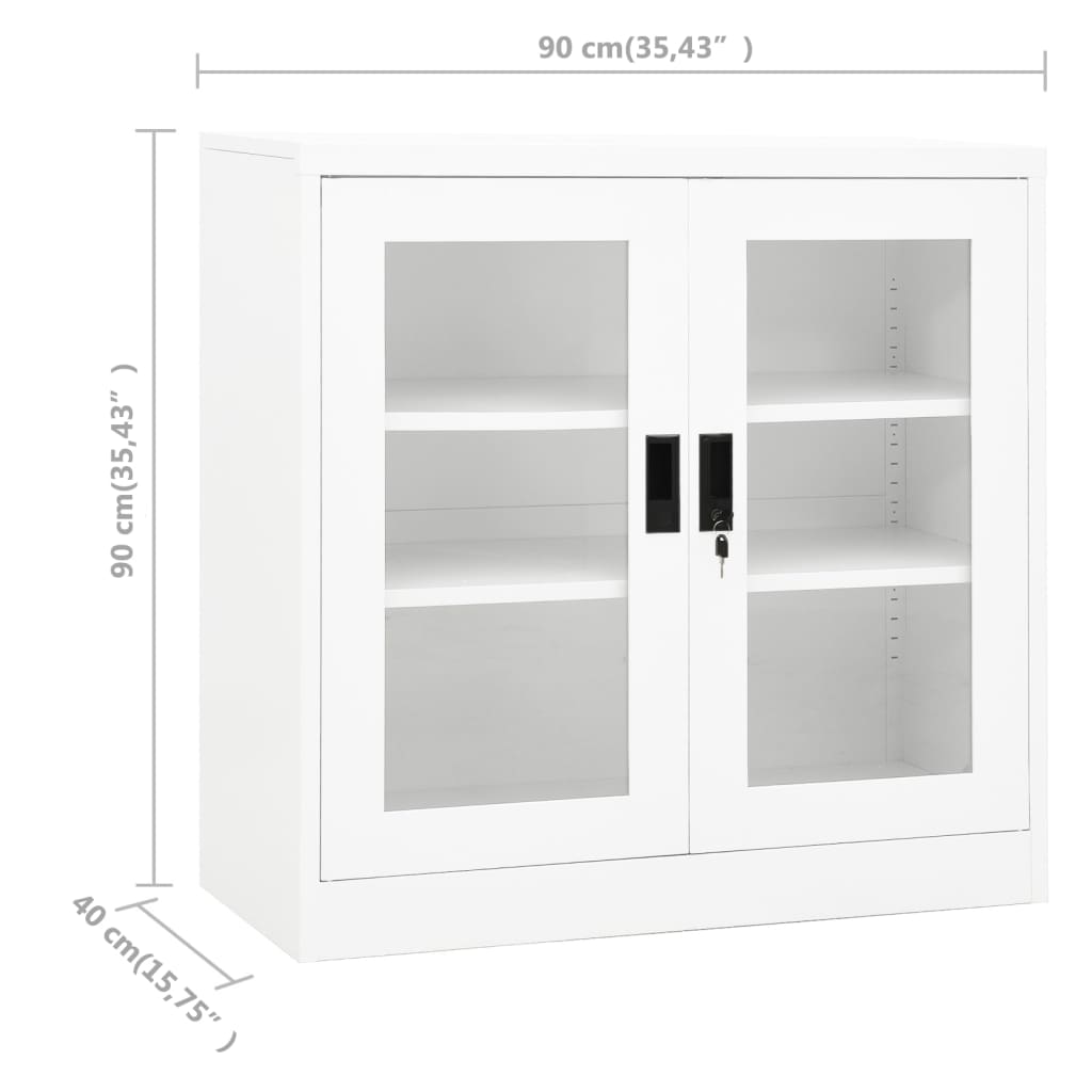 imagem de vidaXL Armário de escritório 90x40x90 cm aço branco9