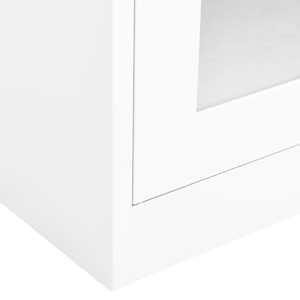 Kancelářská skříň bílá 90x40x180 cm ocel a tvrzené sklo - obrázek 6