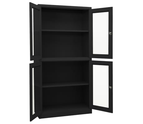 vidaXL Armoire de bureau Anthracite 90x40x180 cm Acier et verre tremp&eacute;