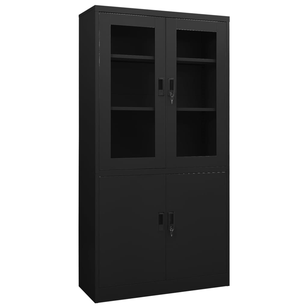 vidaXL Büroschrank Schwarz 90x40x180 cm Stahl