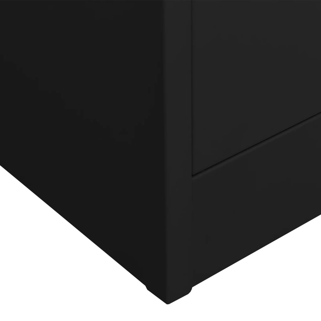 Fekete acél irodai szekrény 90 x 40 x 180 cm 