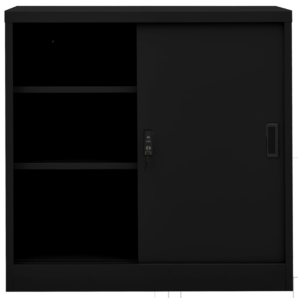 vidaXL Office Cabinet with Sliding Door Black 35.4"x15.7"x35.4" Steel