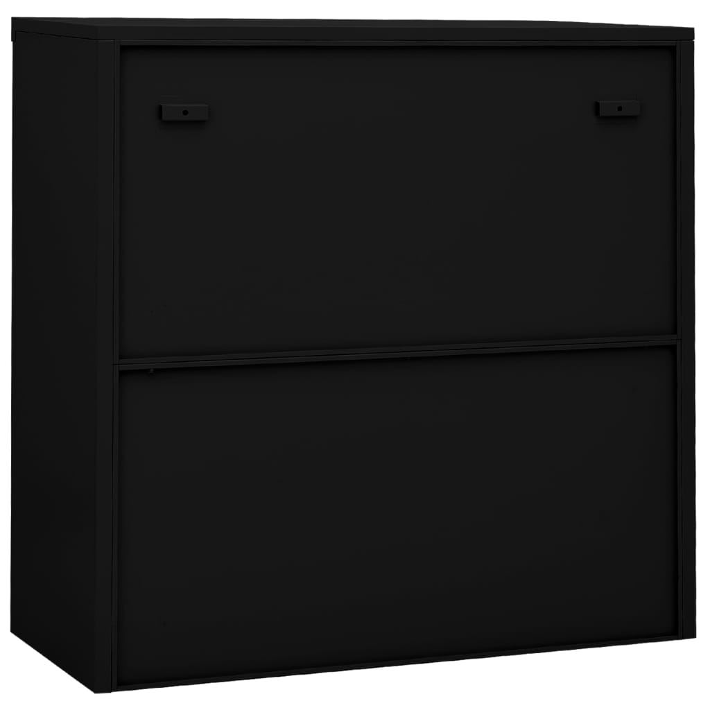 Fekete acél tolóajtós irodai szekrény 90 x 40 x 90 cm 