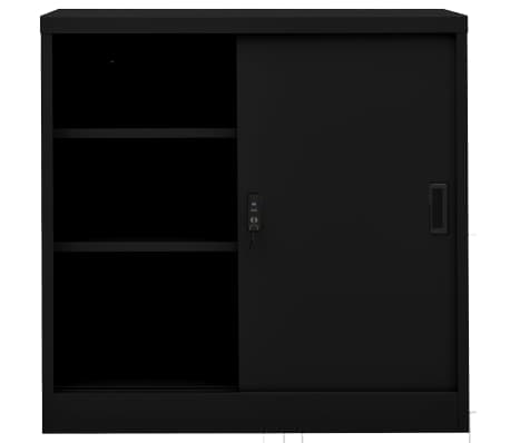 vidaXL Armadio per Ufficio Anta Scorrevole Nero 90x40x90cm Acciaio, Nero vidaXL Armadio per Ufficio Anta Scorrevole Nero 90x40x90cm Acciaio