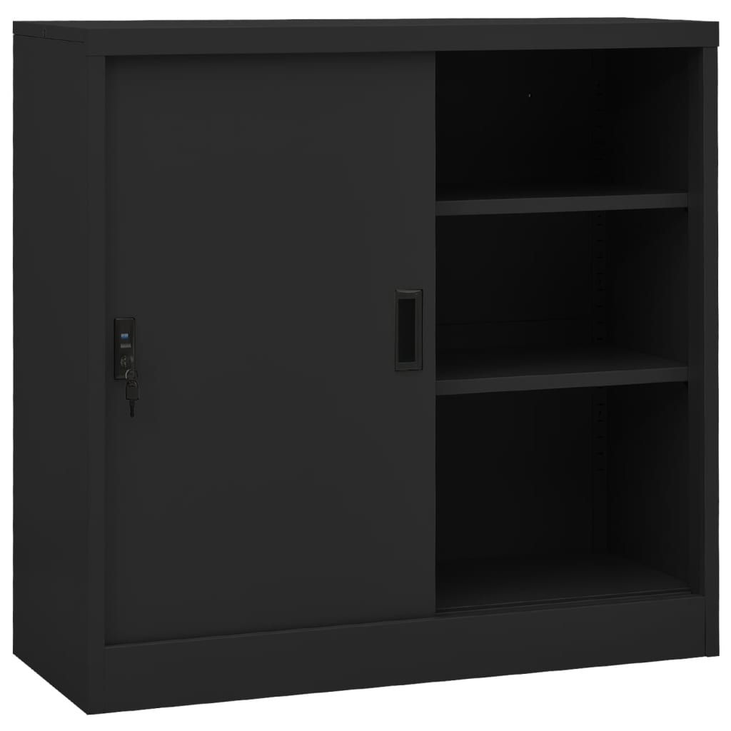 vidaXL Büroschrank mit Schiebetür Anthrazit 90x40x90 cm Stahl