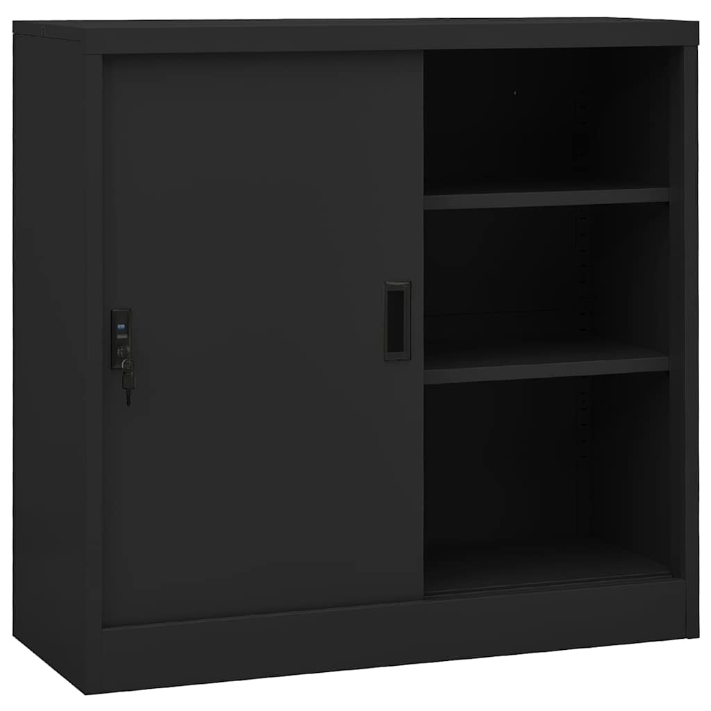 vidaXL Kancelářská skříň s posuvnými dveřmi antracit 90x40x90 cm ocel