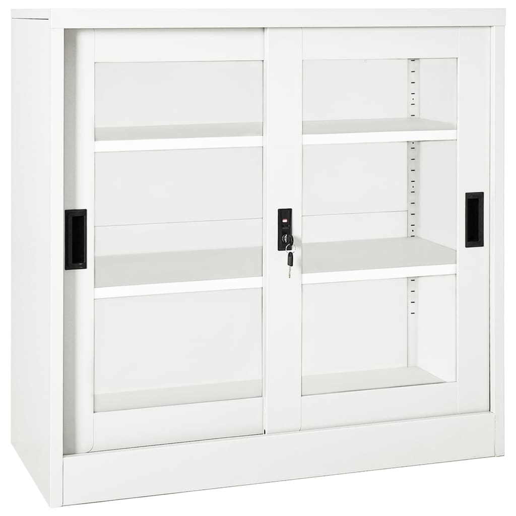 Image of vidaXL Sliding Door Cabinet White 90x40x90 cm Steel