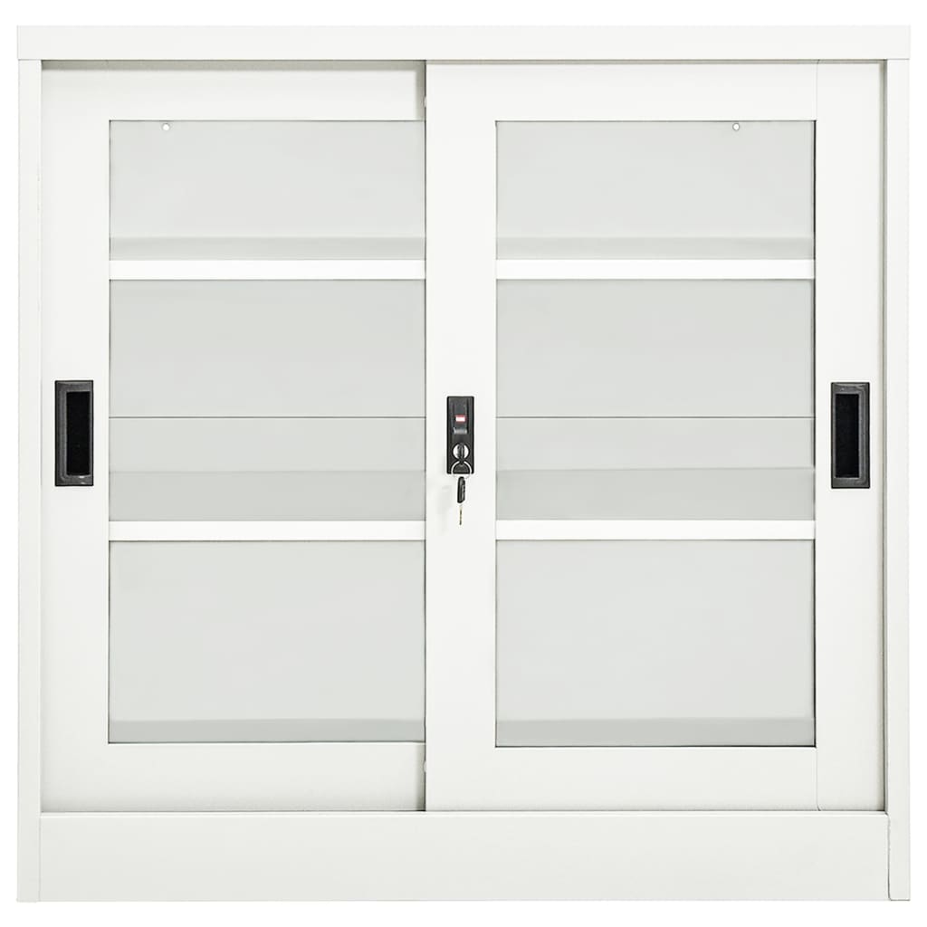 Dulap cu ușă glisantă, alb, 90x40x90 cm, oțel