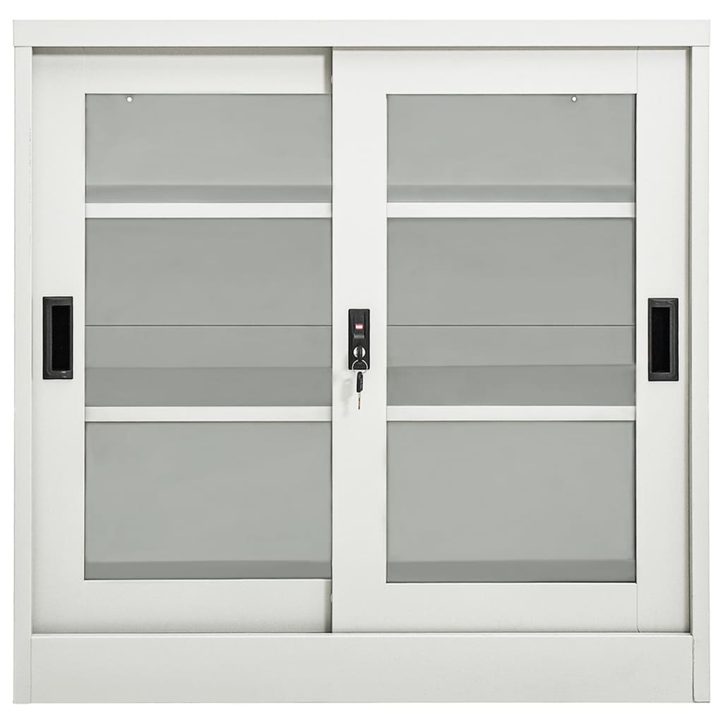 Skříň s posuvnými dveřmi světle šedá 90 x 40 x 90 cm ocel