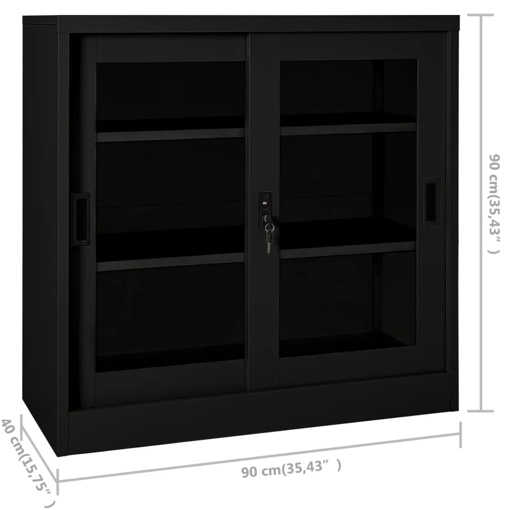 imagem de vidaXL Armário com porta deslizante aço 90x40x90 cm preto10