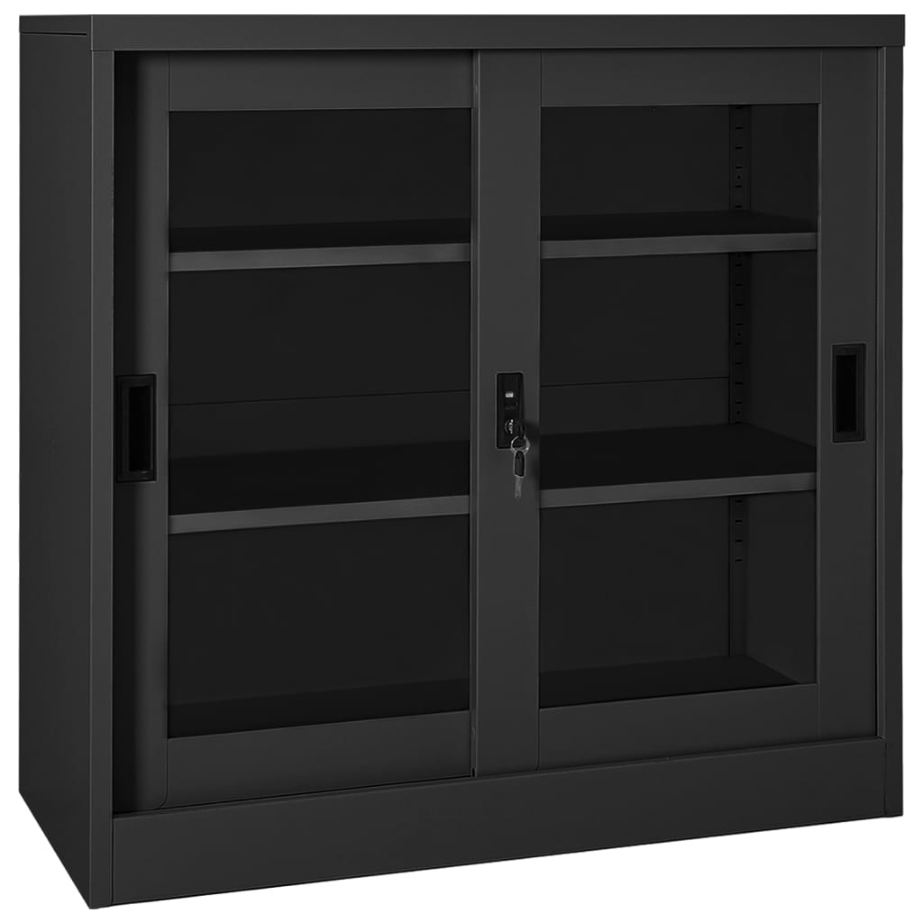Image of vidaXL Sliding Door Cabinet Anthracite 90x40x90 cm Steel