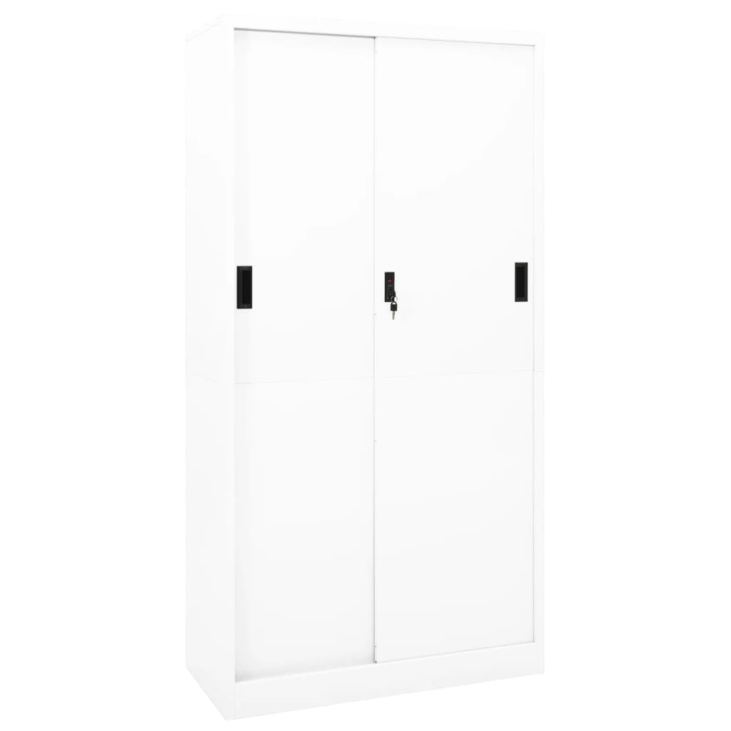 vidaXL Dulap de birou cu ușă glisantă, alb, 90x40x180 cm, oțel vidaXL