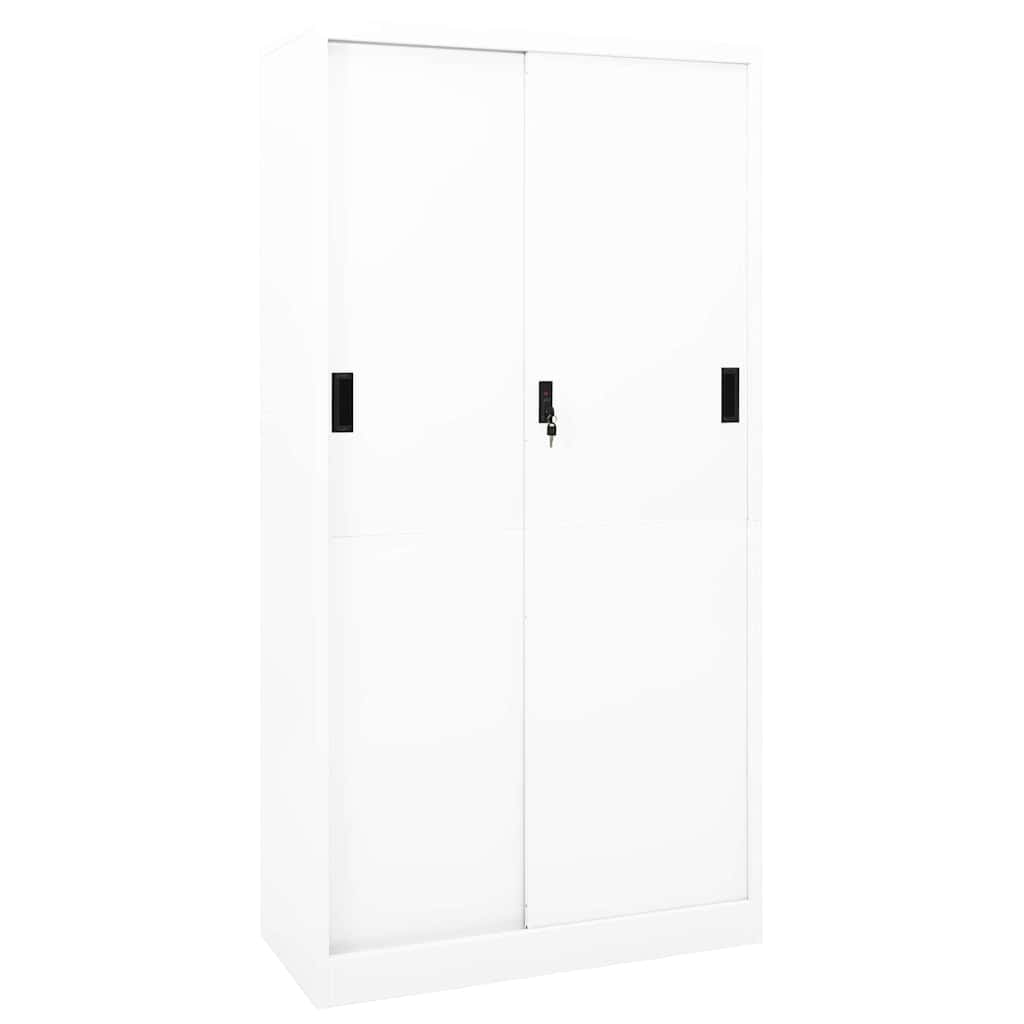 vidaXL Kancelářská skříň s posuvnými dveřmi bílá 90 x 40 x 180 cm ocel