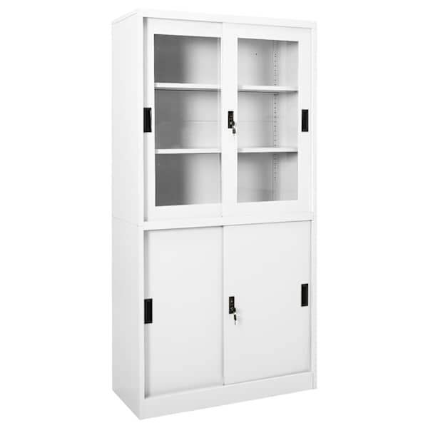 vidaXL kontorikapp liuguksega, valge, 90 x 40 x 180 cm, teras
